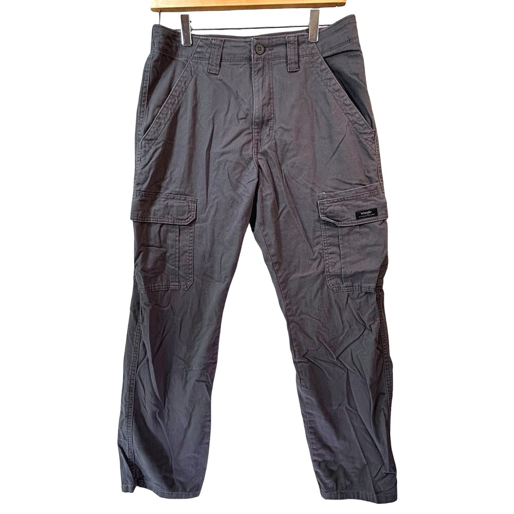 Wrangler Mens Cargo Pants Charcoal Grey Straight Leg Cotton Stretch 29x30